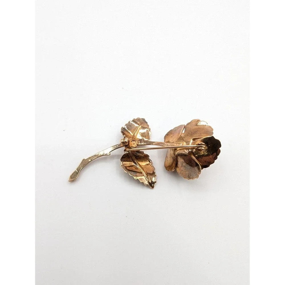 Vintage Romance of the Rose Gold Tone Flower Brooch Pin with Original Box Insert